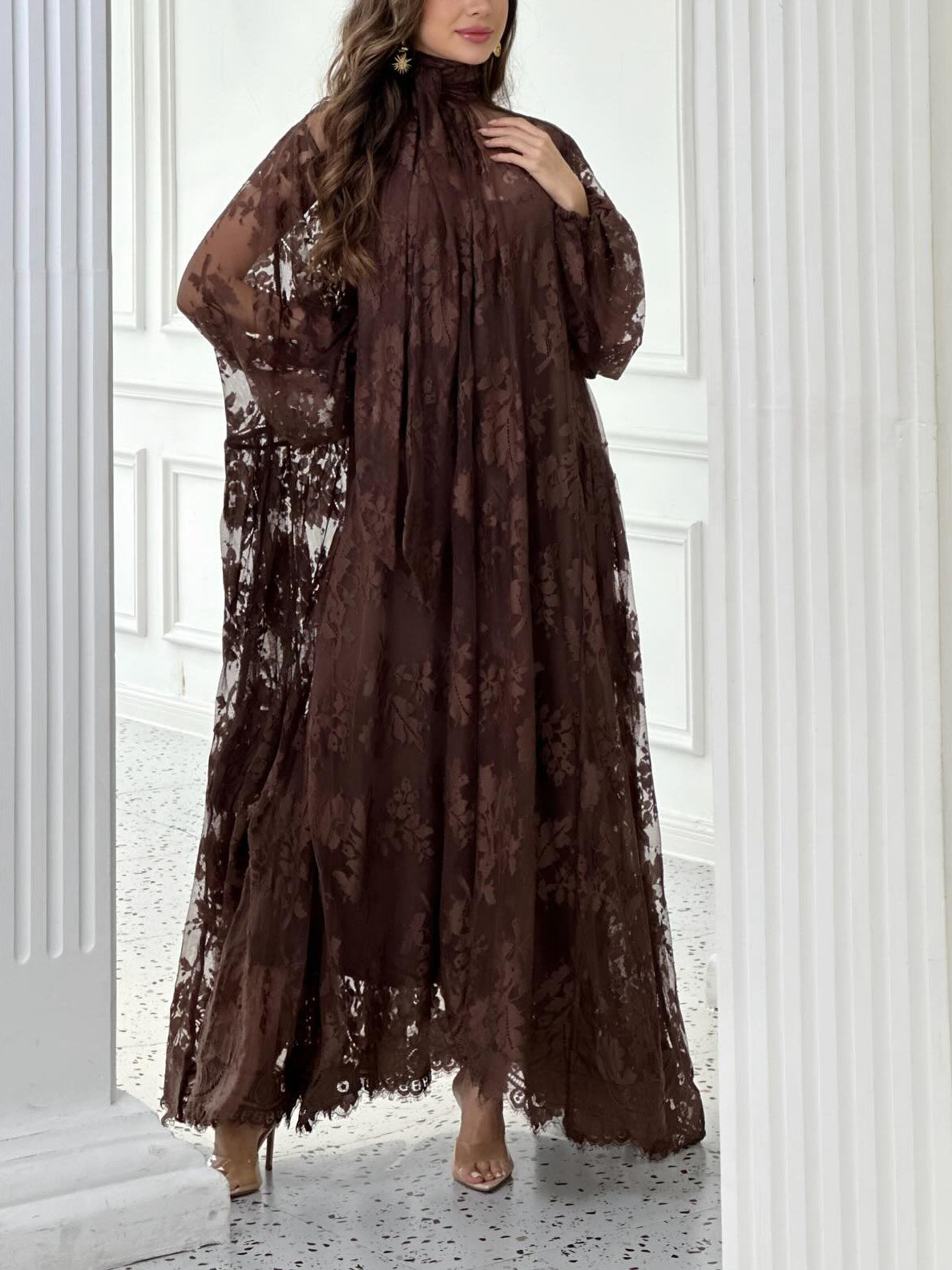 Lace Tie Double Layer Swing Dress