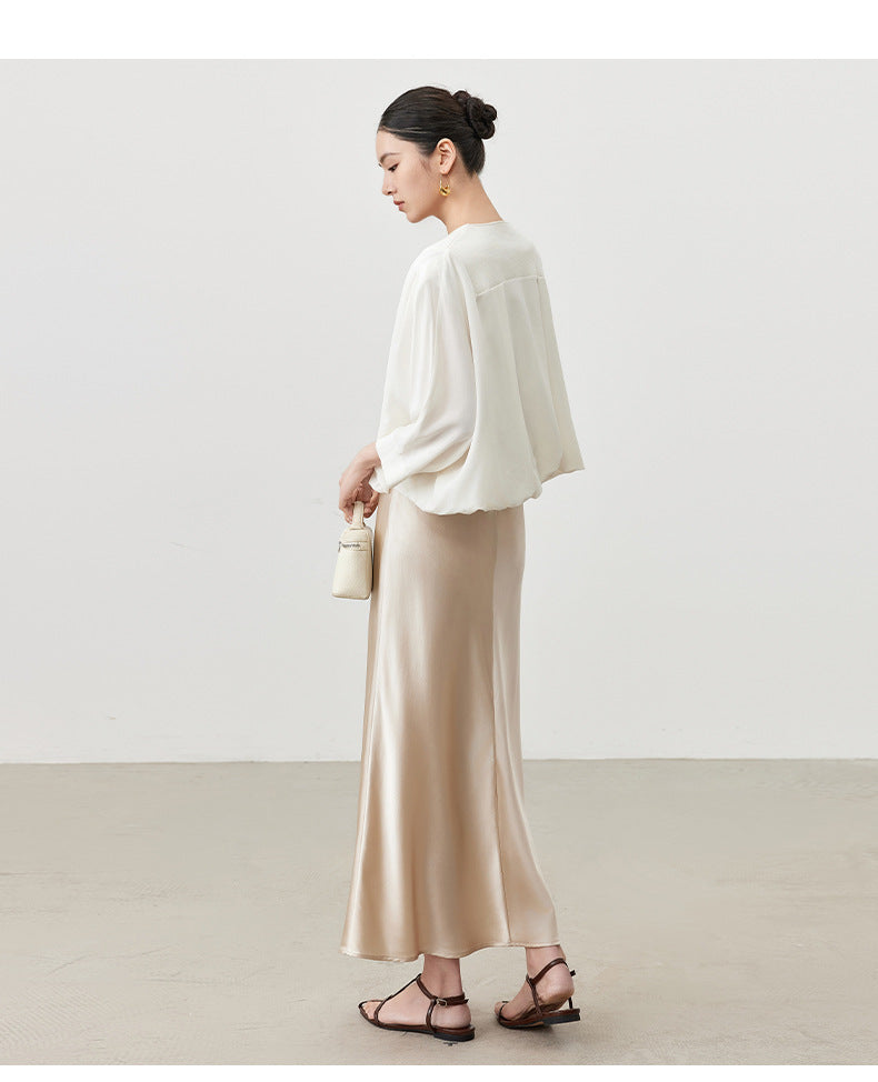 Women's Fashionable Silk High Waist Hip Skirt