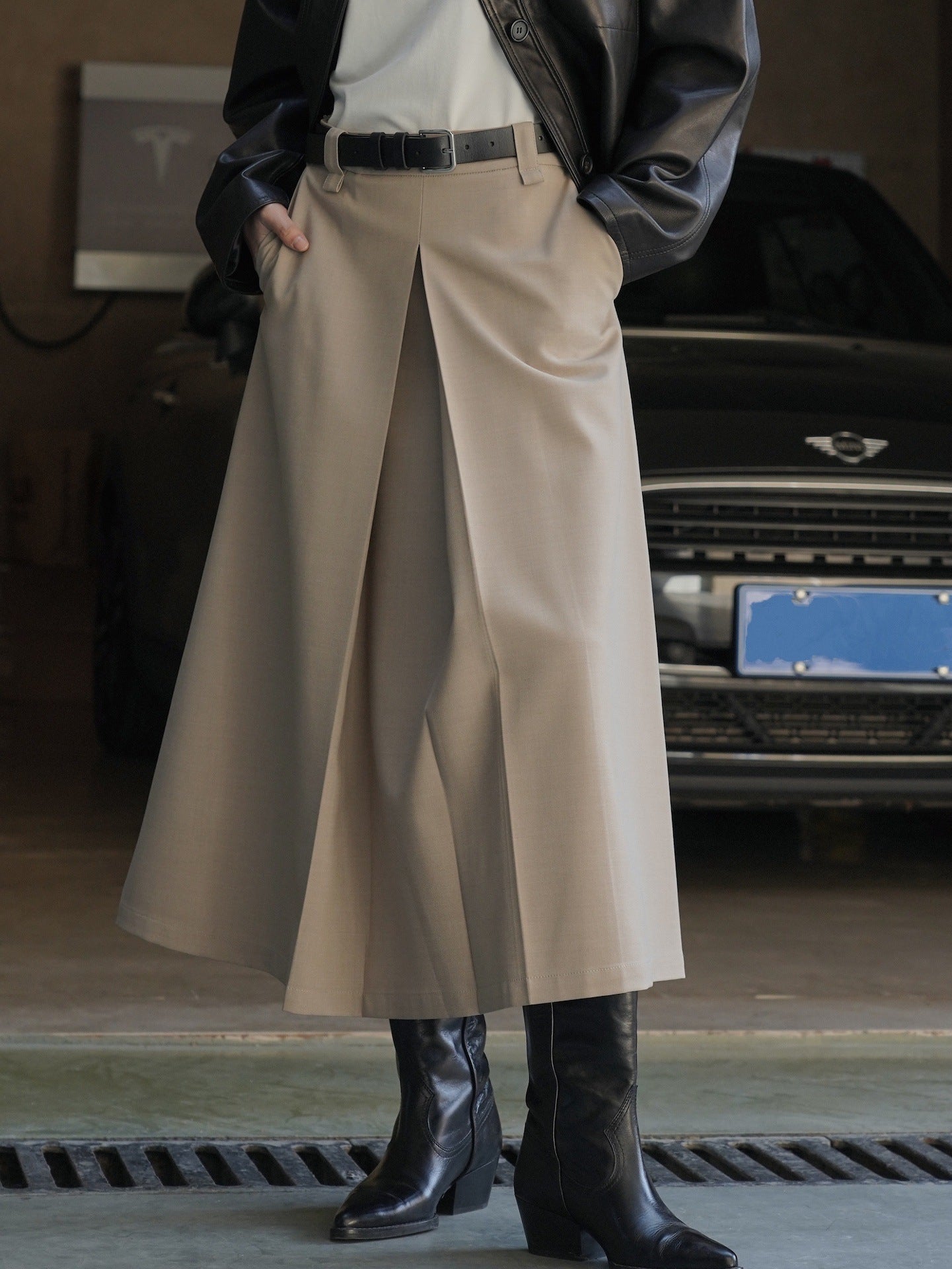Retro Design High Waist Suit Skirt