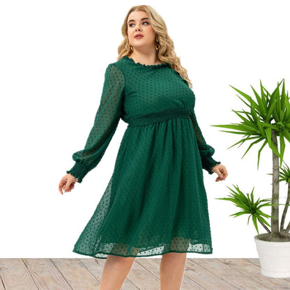 Fashion Women's Sleeves Chiffon Cut Flower Dress