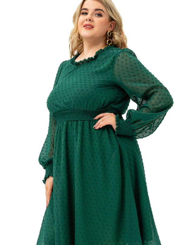 Fashion Women's Sleeves Chiffon Cut Flower Dress