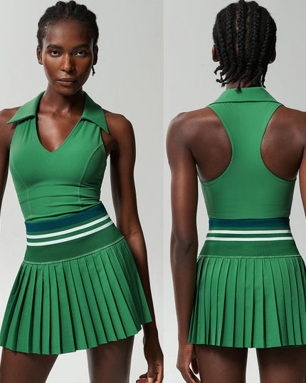 V Stand Collar Tennis Suit Suit Women's Plus Size High Waist