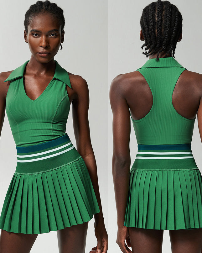 V Stand Collar Tennis Suit Suit Women's Plus Size High Waist