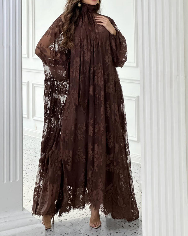 Lace Tie Double Layer Swing Dress