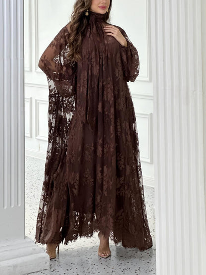 Lace Tie Double Layer Swing Dress