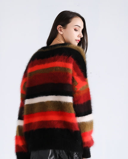 Christmas Loose Color Matching Sweater With Scarf