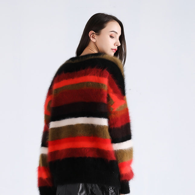 Christmas Loose Color Matching Sweater With Scarf