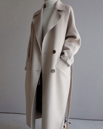 Korean Style Temperament Mid-length Over-the-knee Double-sided Cashmere Woolen Coat