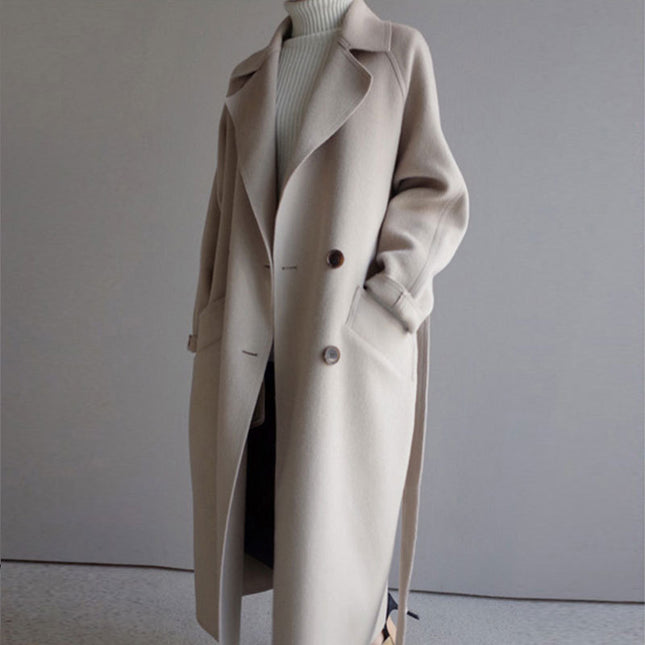 Korean Style Temperament Mid-length Over-the-knee Double-sided Cashmere Woolen Coat