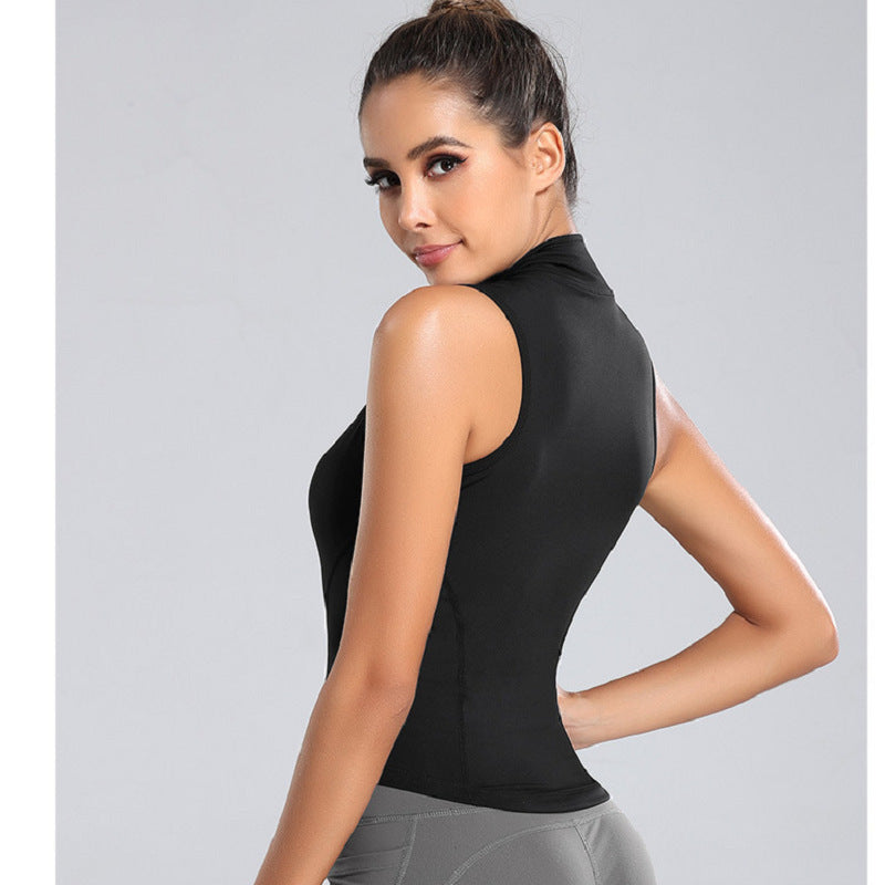 Vest style women's stand-up collar zipper vest