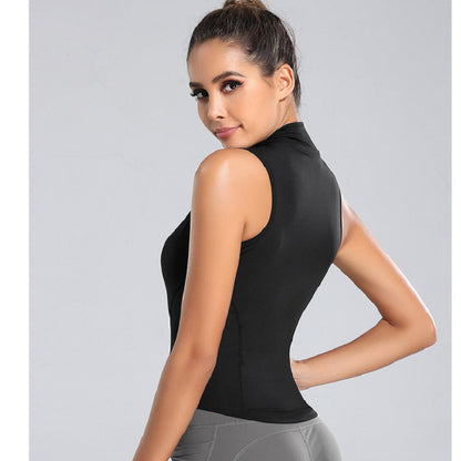 Vest style women's stand-up collar zipper vest