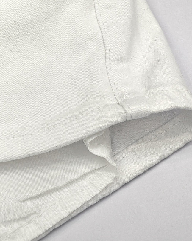 White High Waist Button Shorts Slim Fit