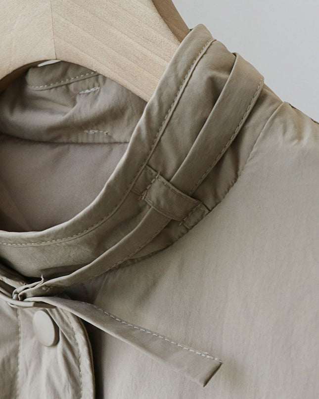 Button Round Neck Women's Down Jacket