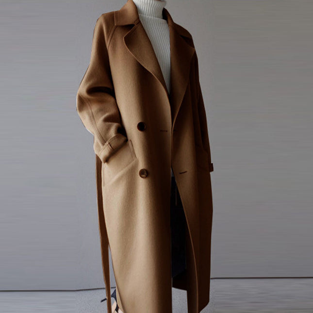 Korean Style Temperament Mid-length Over-the-knee Double-sided Cashmere Woolen Coat