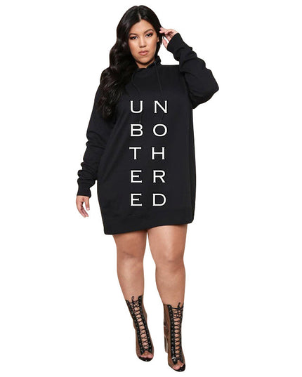 Plus Size Dresses for Women Letter Print Hoodie Casual Loose Mini Dress Sweat Suits Spring Clothes