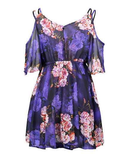 Dresses Spaghetti Strap V-neck Printed Loose Chiffon