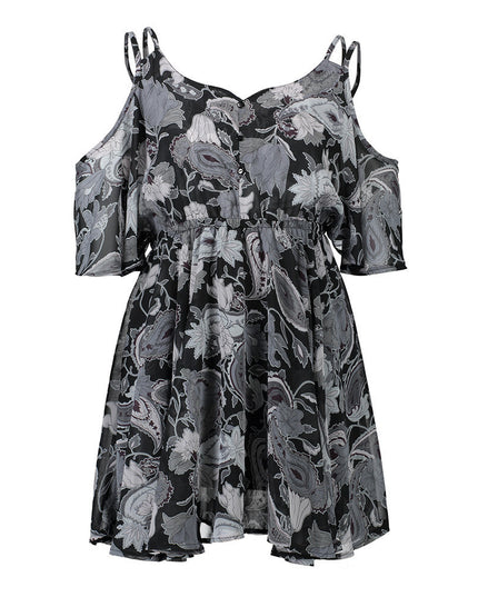 Dresses Spaghetti Strap V-neck Printed Loose Chiffon