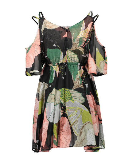 Dresses Spaghetti Strap V-neck Printed Loose Chiffon