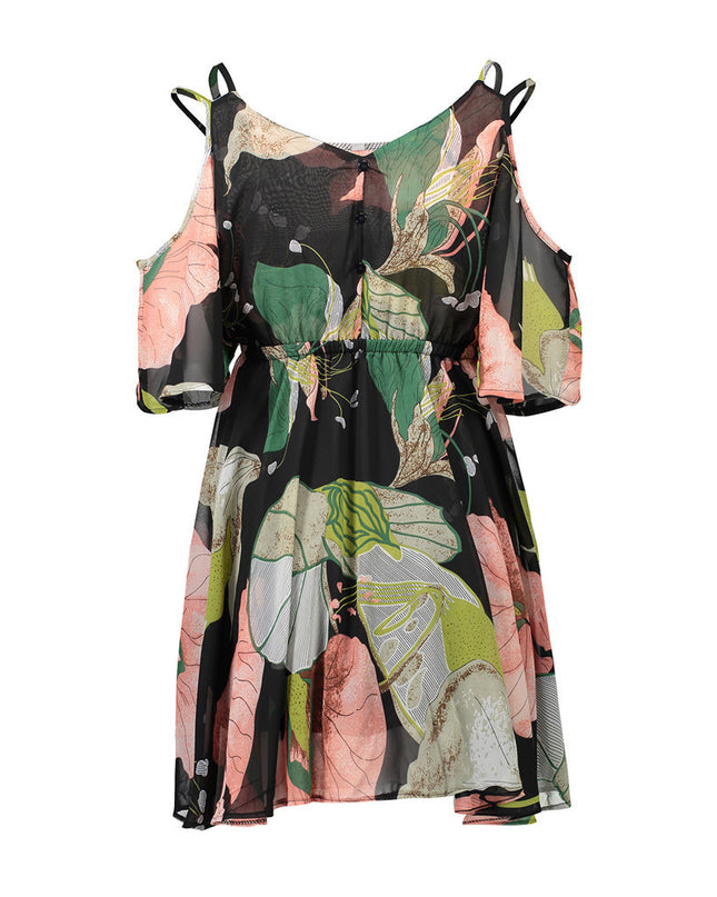 Dresses Spaghetti Strap V-neck Printed Loose Chiffon