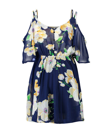 Dresses Spaghetti Strap V-neck Printed Loose Chiffon