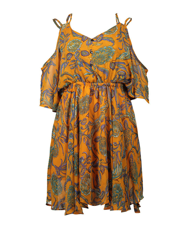 Dresses Spaghetti Strap V-neck Printed Loose Chiffon