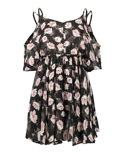 Dresses Spaghetti Strap V-neck Printed Loose Chiffon