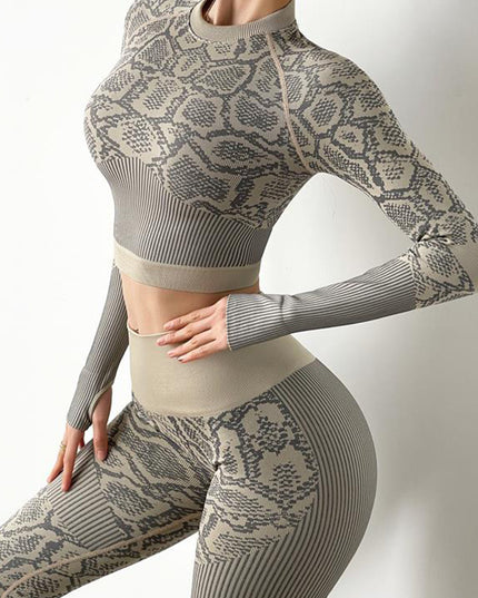 Autumn And Winter Tight-fitting Moisture Wicking Sports Suit Women Seamless Knitted  Clothes Women