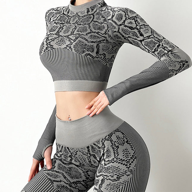 Autumn And Winter Tight-fitting Moisture Wicking Sports Suit Women Seamless Knitted  Clothes Women