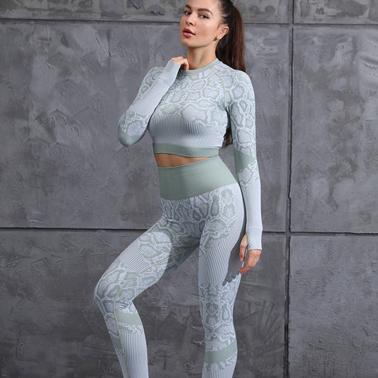 Autumn And Winter Tight-fitting Moisture Wicking Sports Suit Women Seamless Knitted  Clothes Women