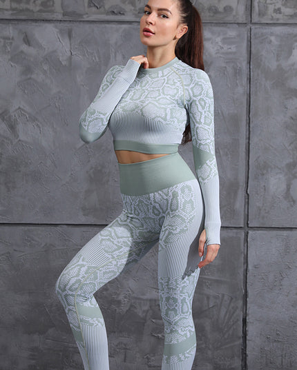 Autumn And Winter Tight-fitting Moisture Wicking Sports Suit Women Seamless Knitted  Clothes Women