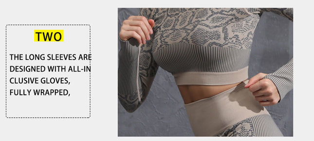 Autumn And Winter Tight-fitting Moisture Wicking Sports Suit Women Seamless Knitted  Clothes Women