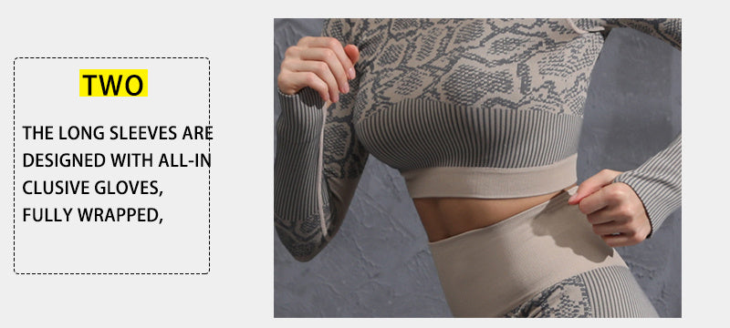 Autumn And Winter Tight-fitting Moisture Wicking Sports Suit Women Seamless Knitted  Clothes Women
