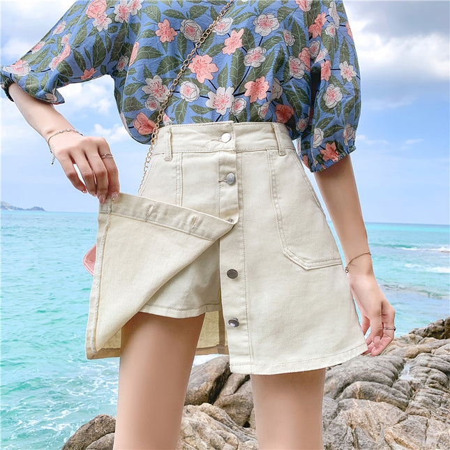 Anti-Glare High Waist Culottes A-Line Culottes