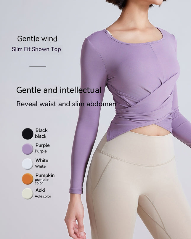Cross Button Slim Fit Thin Yoga Wear Long Sleeve