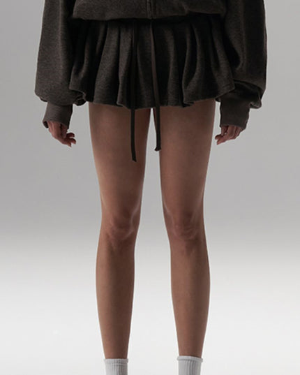 Silk Wool Casual Sports Loose Fit Hoodie Half Skirt Set