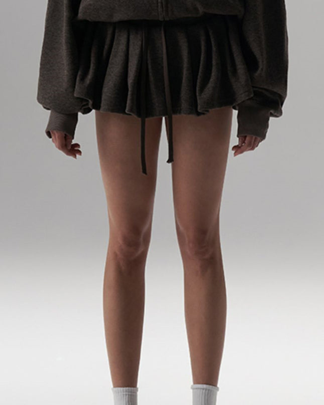 Silk Wool Casual Sports Loose Fit Hoodie Half Skirt Set