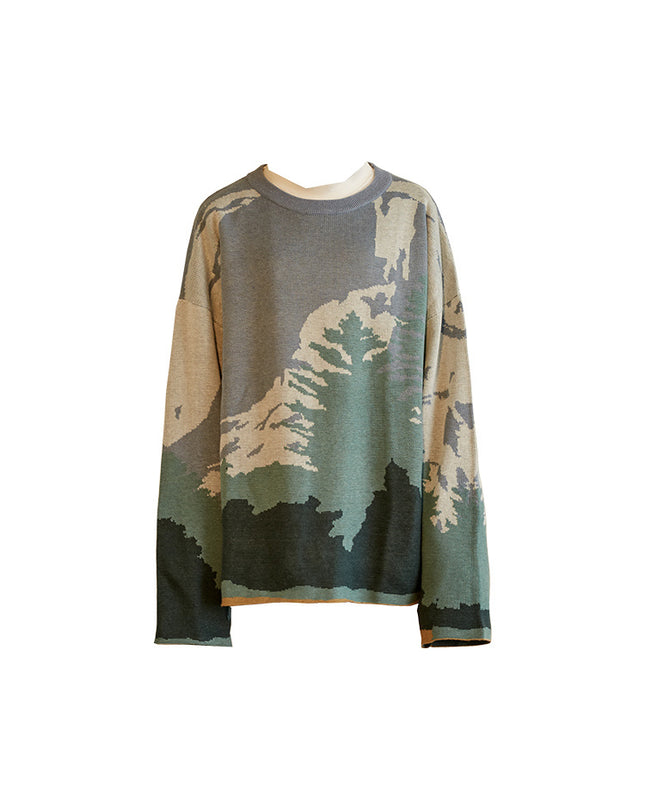 Ladies snow mountain landscape sweater
