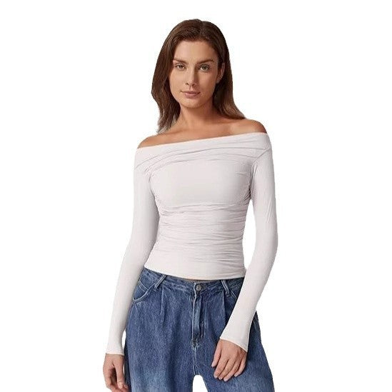 Women's Clothing Top Off-shoulder Long Sleeve T-shirt
