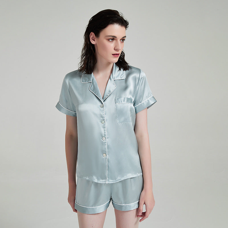 Women's Silk Short Sleeved Shorts Pajama Suit Christmas gift