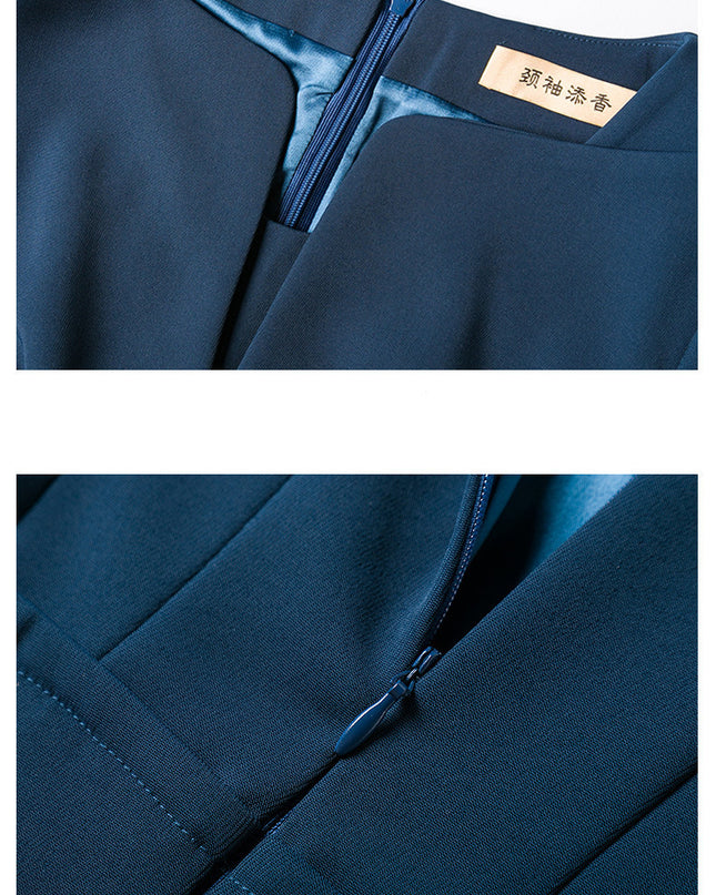 Formal Temperament Elegant And Intellectual Mid-sleeve Red Dress