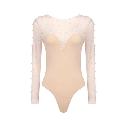 Foam Mesh Top Jumpsuit Casual Suit