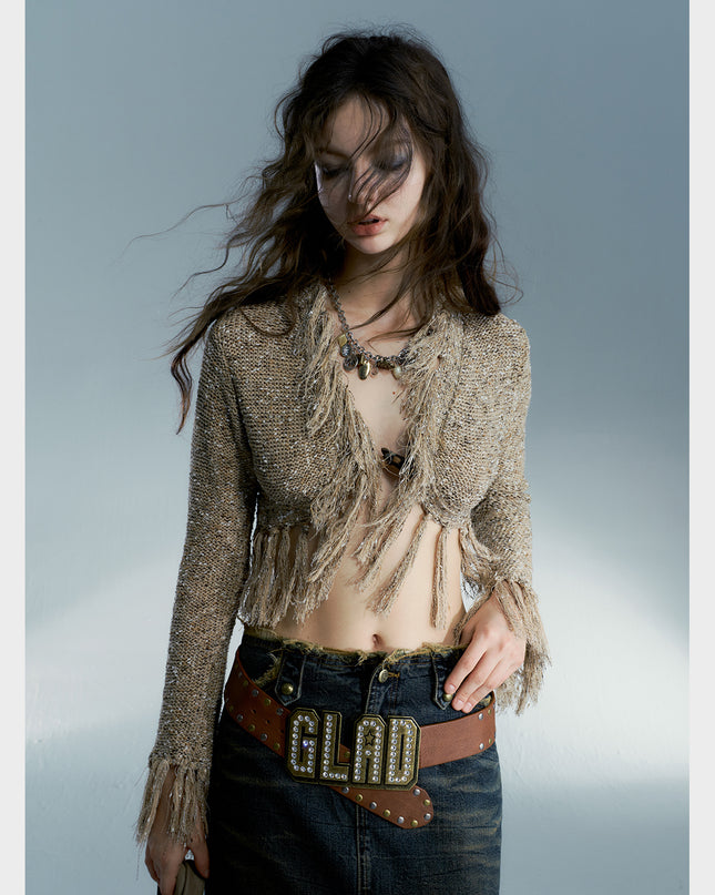 Street Hottie Fringe Knit Sweater Jacket