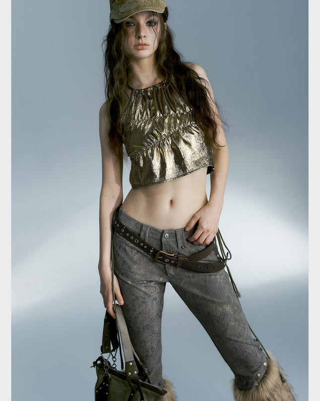 Fur Patchwork Spice Pants Capri Pants