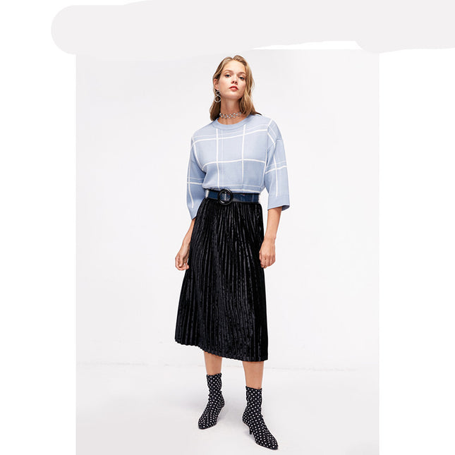 Loose small fragrance style pullover sweater