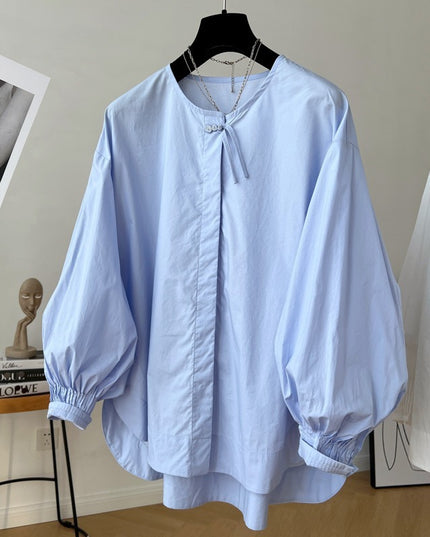 Tassel Pleated Sleeve Shirt Women's Loose Top