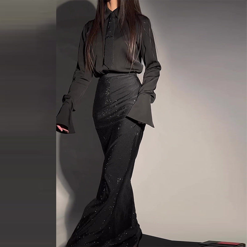 Diamond Split Wrap Hip Skirt Set