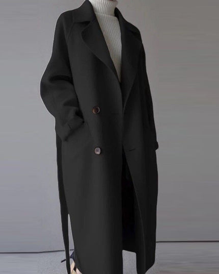 Korean Style Temperament Mid-length Over-the-knee Double-sided Cashmere Woolen Coat