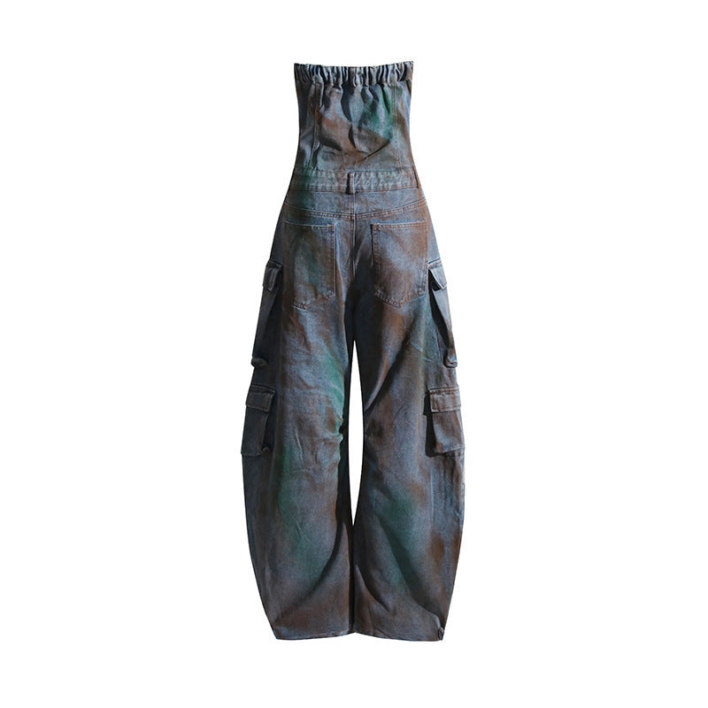 Fashion Spray Color Camouflage Tube Top One-piece Jumpsuit