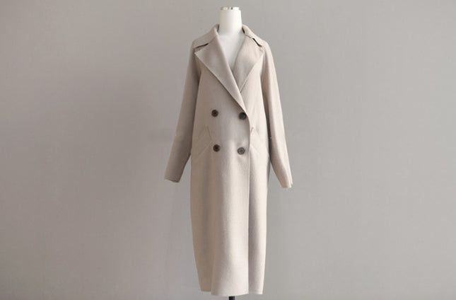 Korean Style Temperament Mid-length Over-the-knee Double-sided Cashmere Woolen Coat