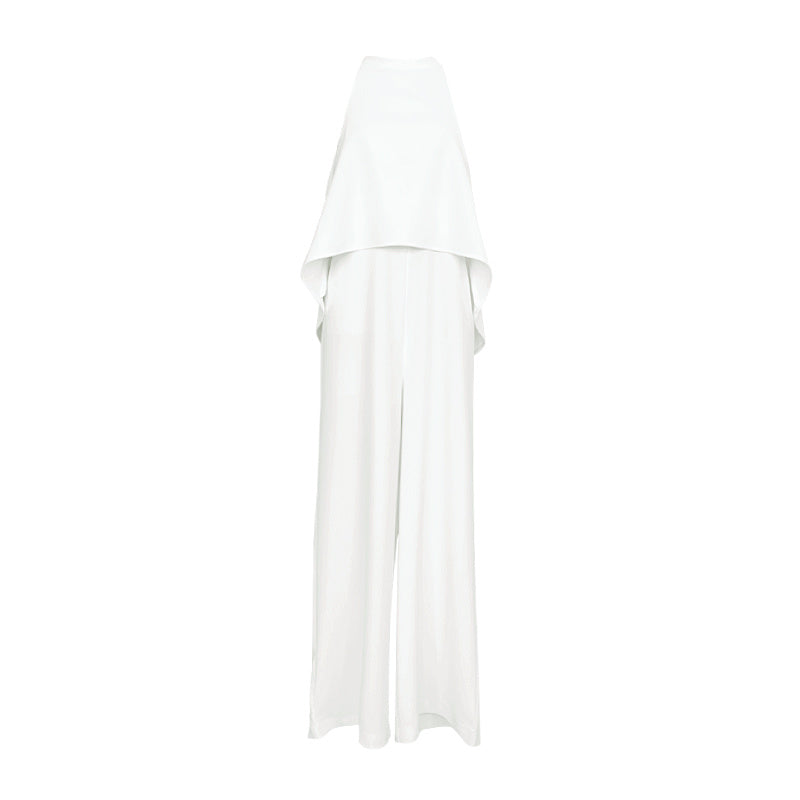 High Waist To Show Thin Temperament Chiffon One Piece Wide Leg Jumpsuit